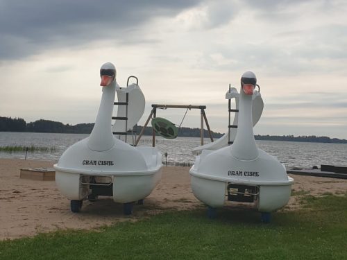 Kalna Raskumi, Viesu nams, Vecpiebalga, Alauksta ezers | Swan water bike with water slide